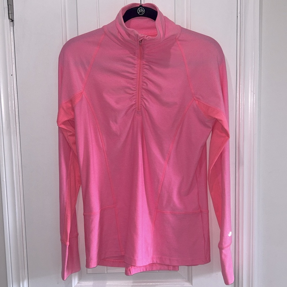 Champion Hot Pink 1/4 zip long sleeve pullover with thumb holes and back pocket